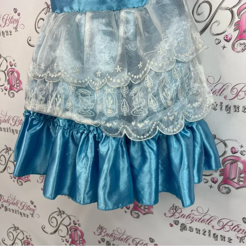 Disney Alice in wonderland costume dress teacups Blue and White Kids Costume - Picture 3 of 13